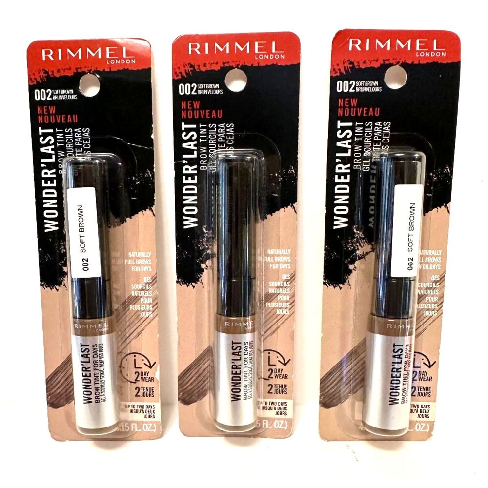 3x RIMMEL Wonder Last Brow Eyebrow 002 Soft Brown NEW